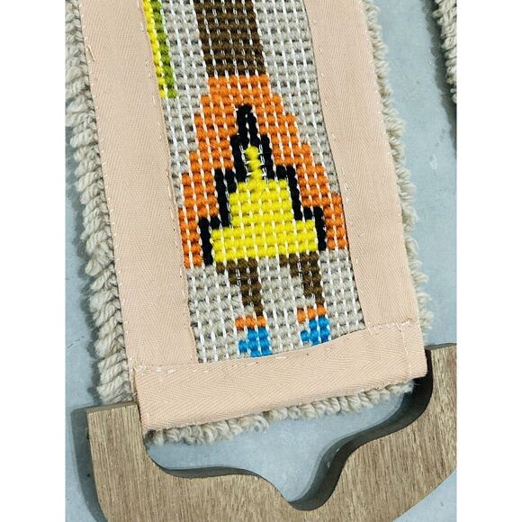 Set 2 Latch hook Wall Hanging Kachina Native American Yei Symbol 46" Vintage Blu - Picture 14 of 16